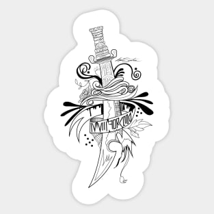 Symbolic Sword - Black & White Sticker